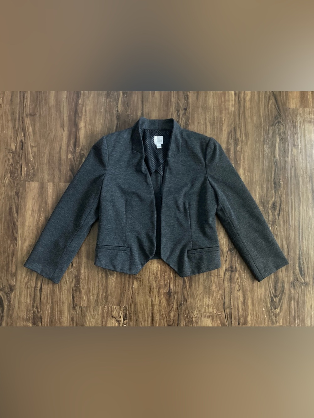 LC Lauren Conrad Dark Gray Cropped Open-Front Blazer Women’s Size 8